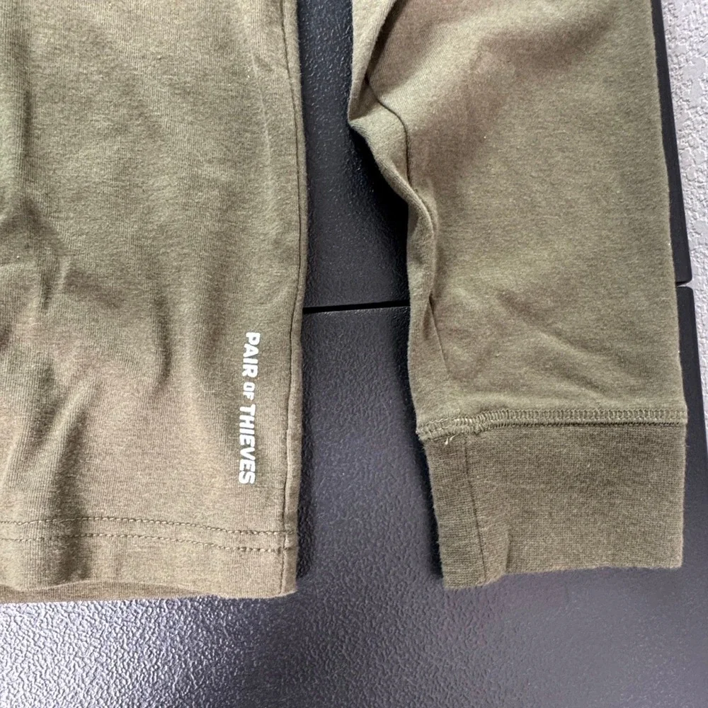 Pair of Thieves Mens Long Sleeve T Shirt Olive Green Cotton Viscose Blend Medium - Picture 3 of 6